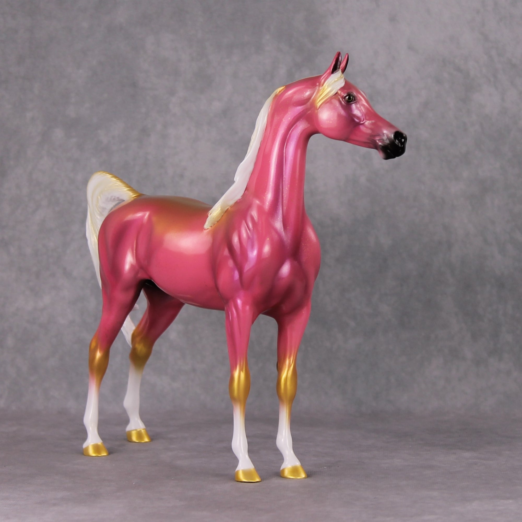 Sparkle Magic LE-9 Pink &amp; Gold Arab Stallion Painted By Angela Marleau Holiday Sale Run HS24