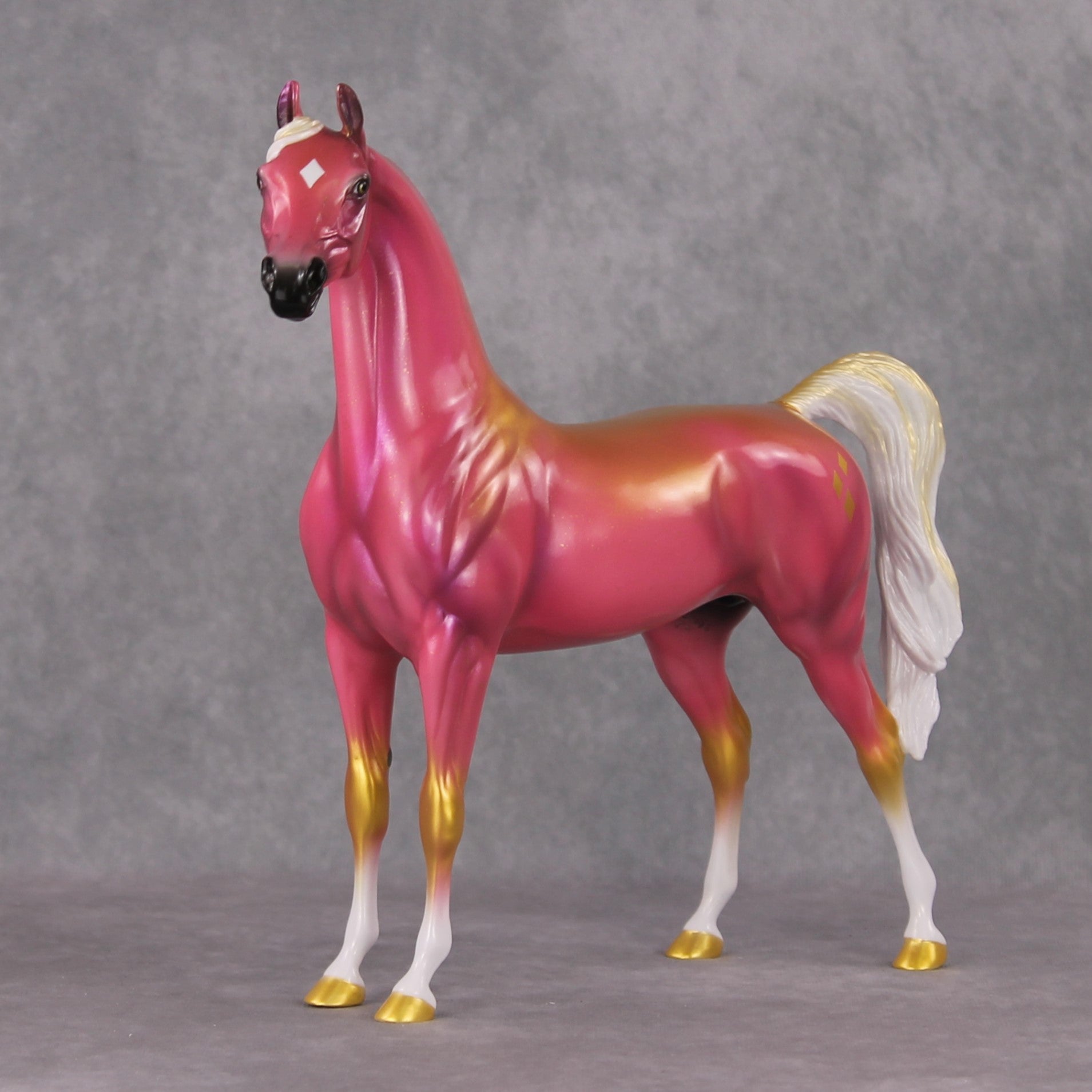 Sparkle Magic LE-9 Pink &amp; Gold Arab Stallion Painted By Angela Marleau Holiday Sale Run HS24