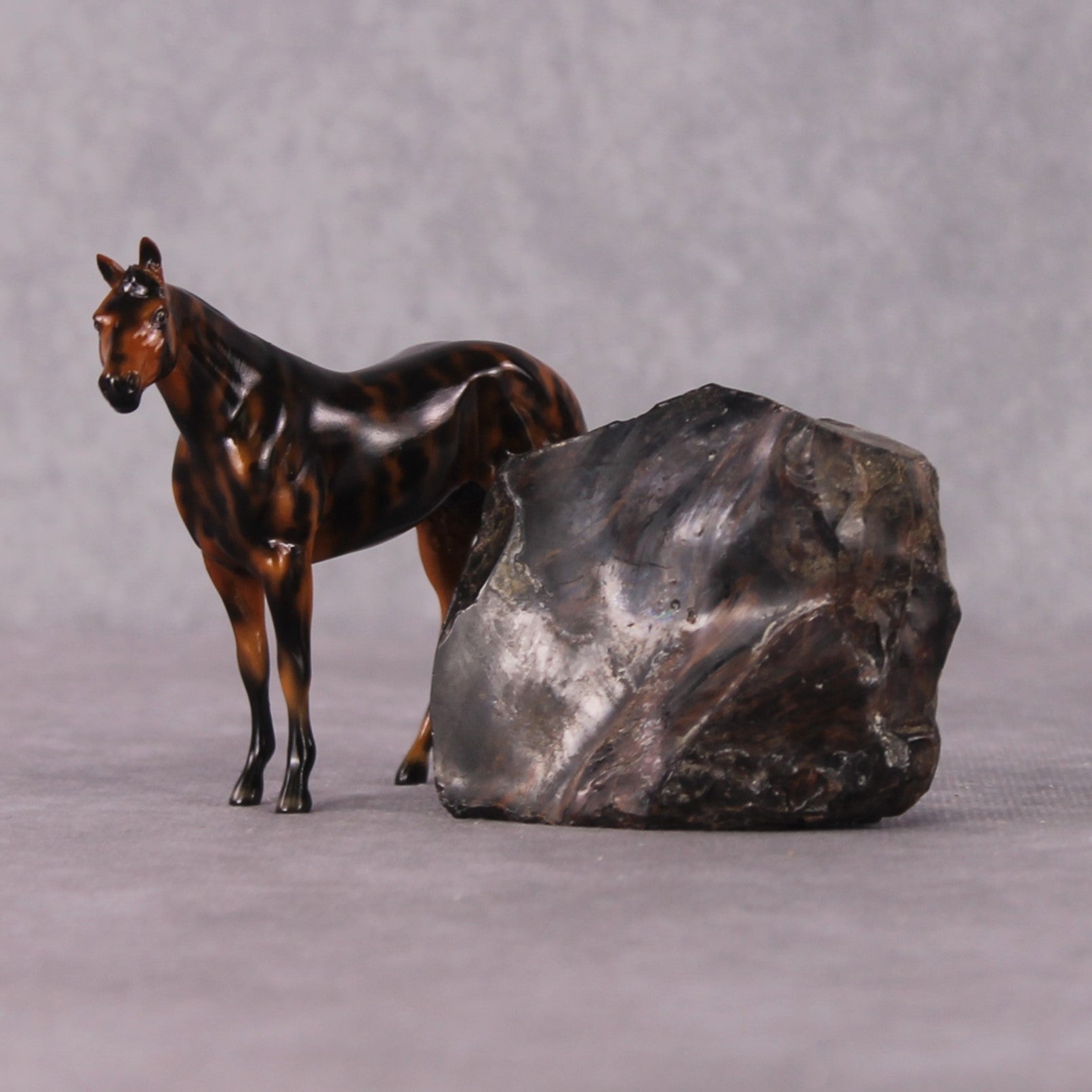 “National Take A Walk in a Park Day” Rock Chips: OOAK Stock Horse Chip based on Mahogany Obsidian by Ellen Robbins