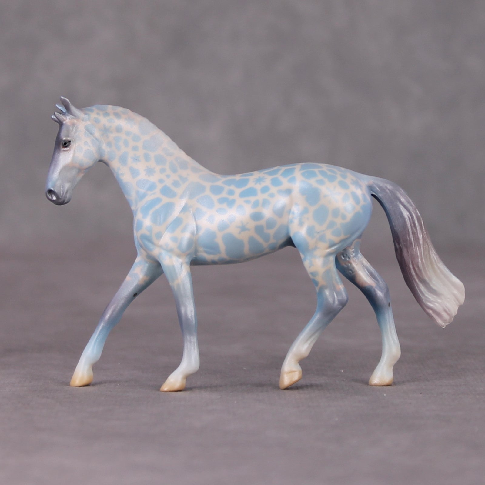 Snowflake Safari OOAK Deco Blue Snowflake &amp; Giraffe Patterned Custom Warmblood Chip By Jess Hamill HS24 MHP Auction
