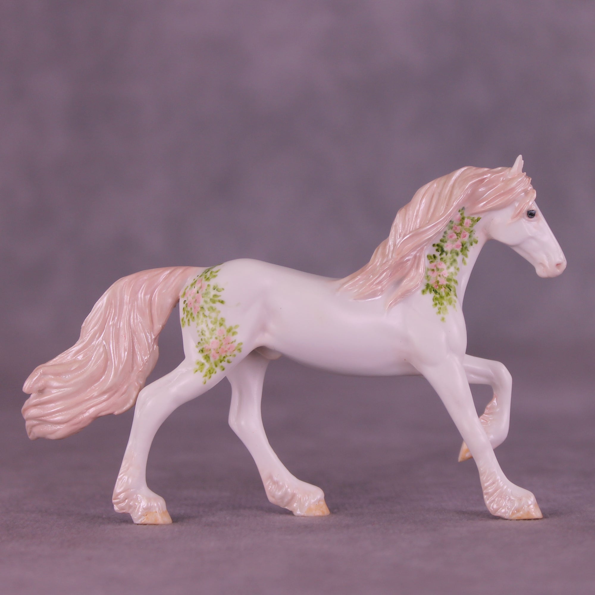 Maiden's Blush Roses OOAK FCM Chip Friesian by Andrea Thomason HS25