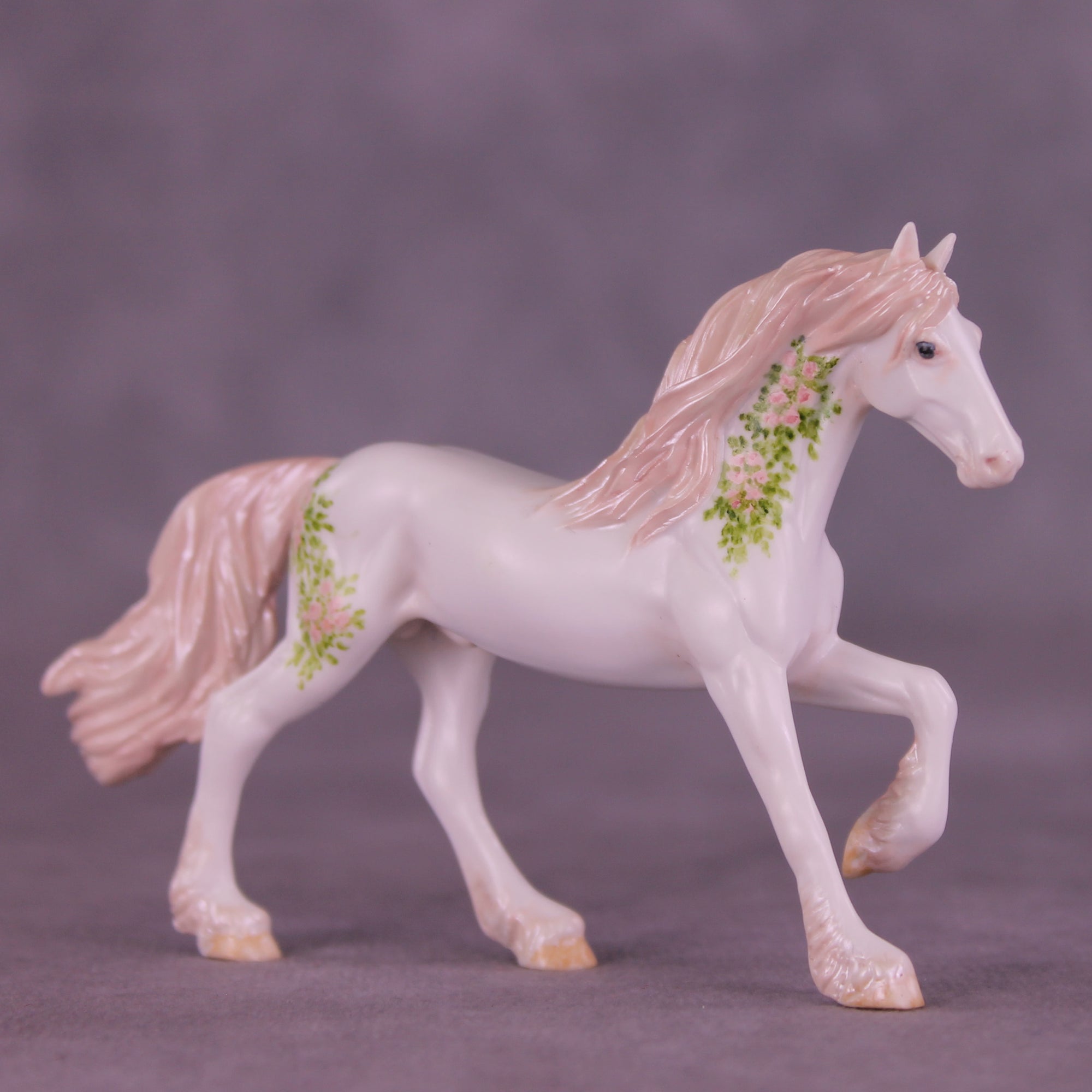 Maiden's Blush Roses OOAK FCM Chip Friesian by Andrea Thomason HS25