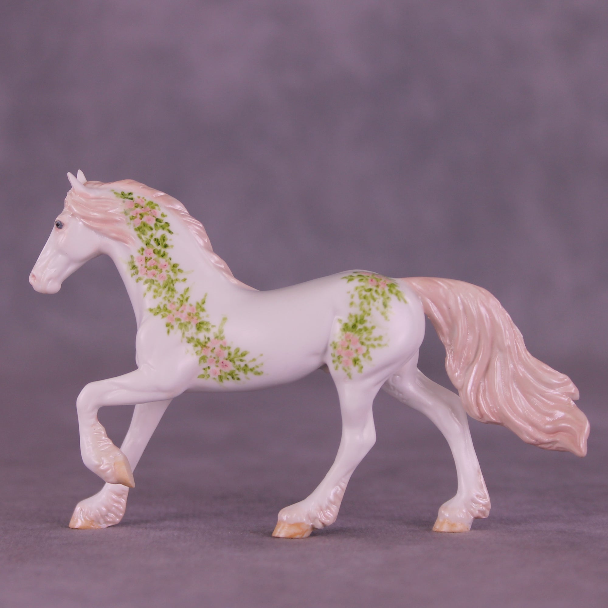Maiden's Blush Roses OOAK FCM Chip Friesian by Andrea Thomason HS25