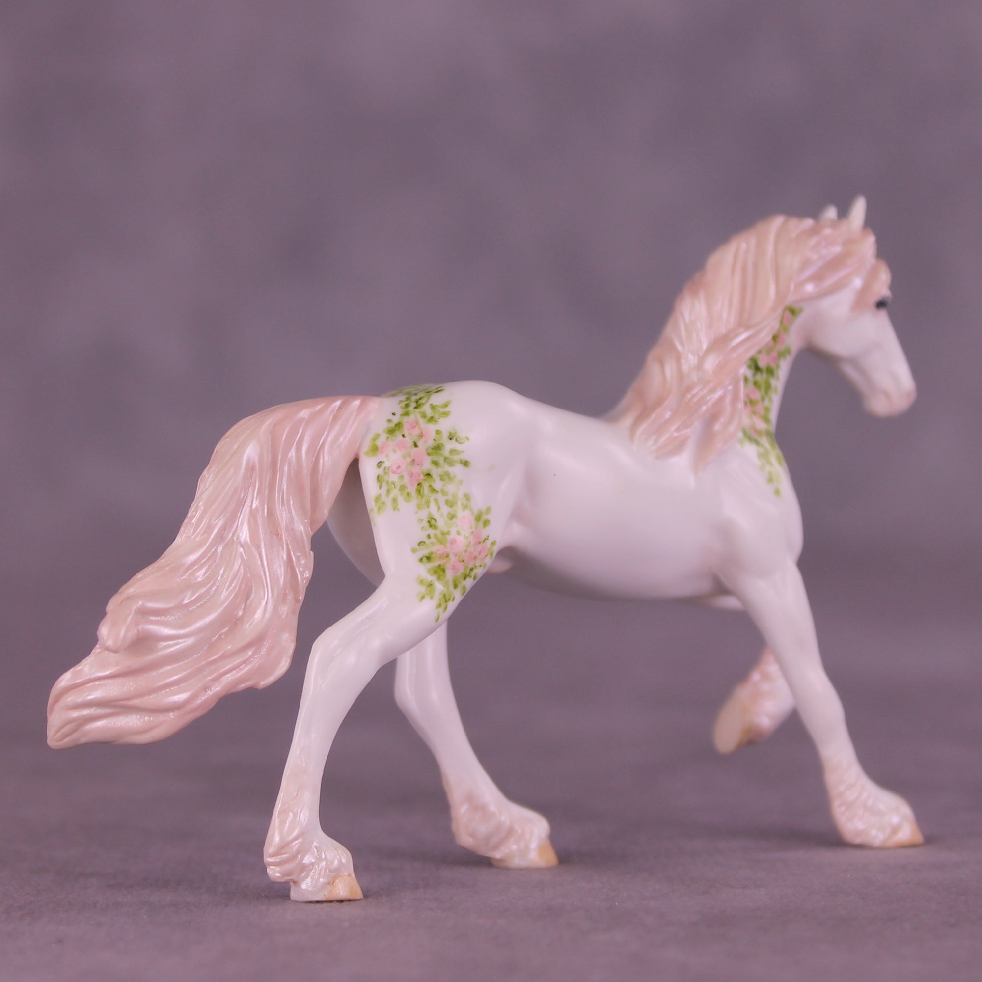 Maiden's Blush Roses OOAK FCM Chip Friesian by Andrea Thomason HS25