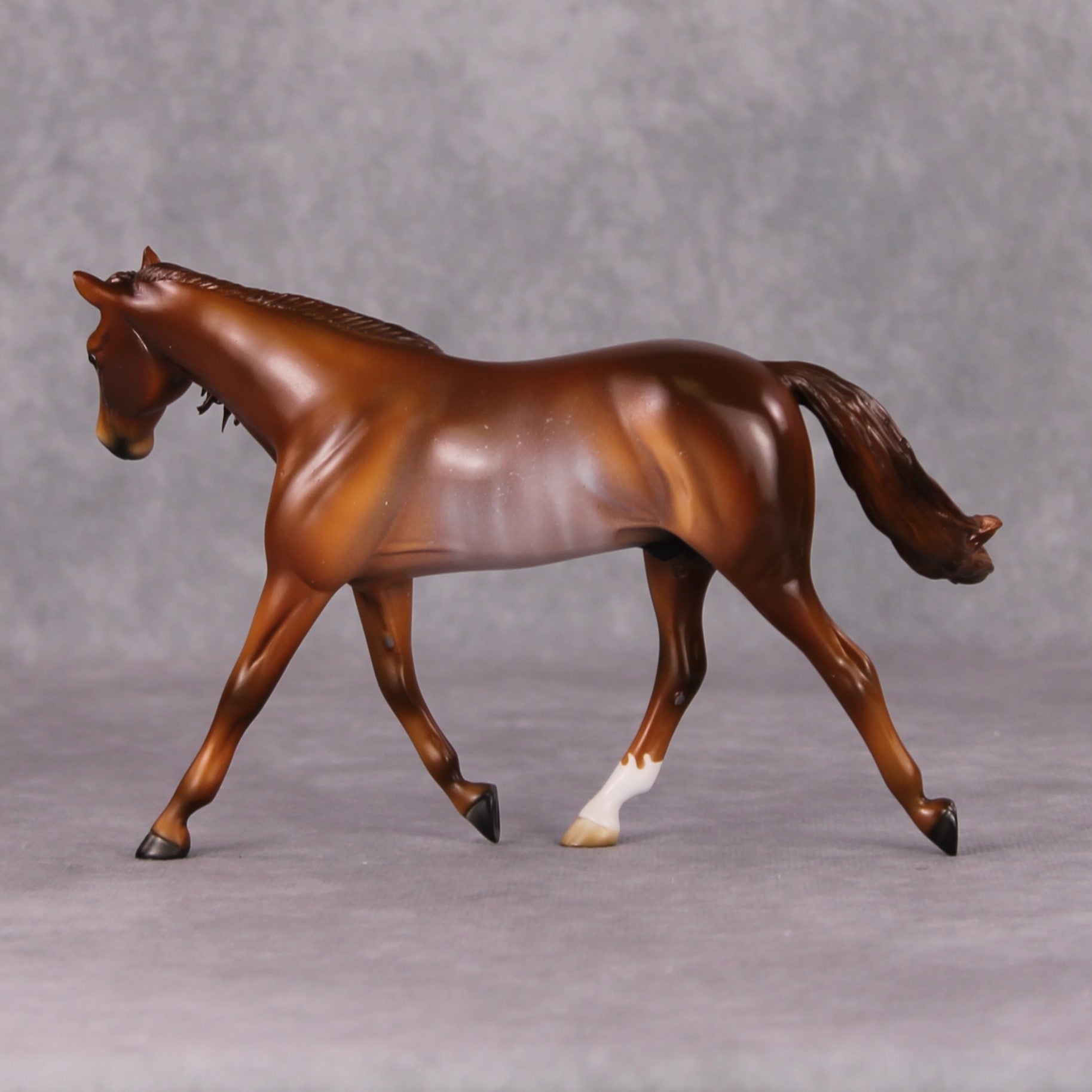 Nadia OOAK Chestnut Rabicano Warmblood Pebble By Angela Marleau HS24 MHP Auction Piece