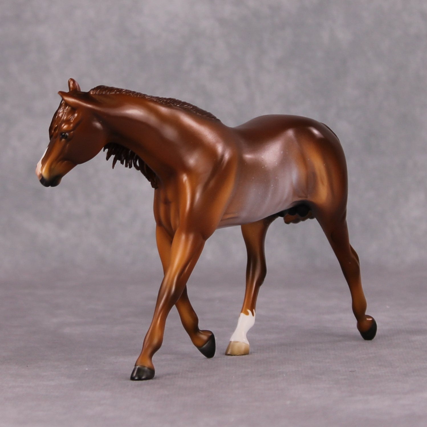 Nadia OOAK Chestnut Rabicano Warmblood Pebble By Angela Marleau HS24 MHP Auction Piece