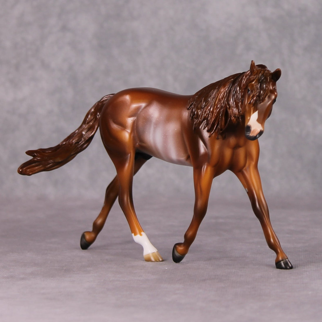 Nadia OOAK Chestnut Rabicano Warmblood Pebble By Angela Marleau HS24 MHP Auction Piece