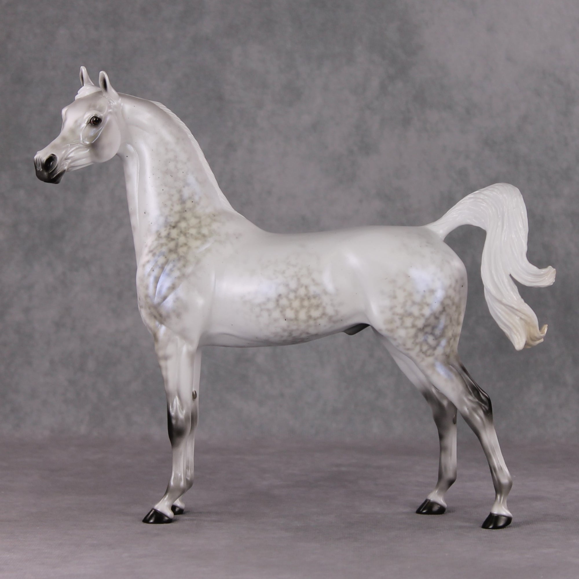 Watchful Winter OOAK Light Dapple Pearl Grey W/ Interference Arabian By Ellen Robbins HS24 MHP Auction Piece
