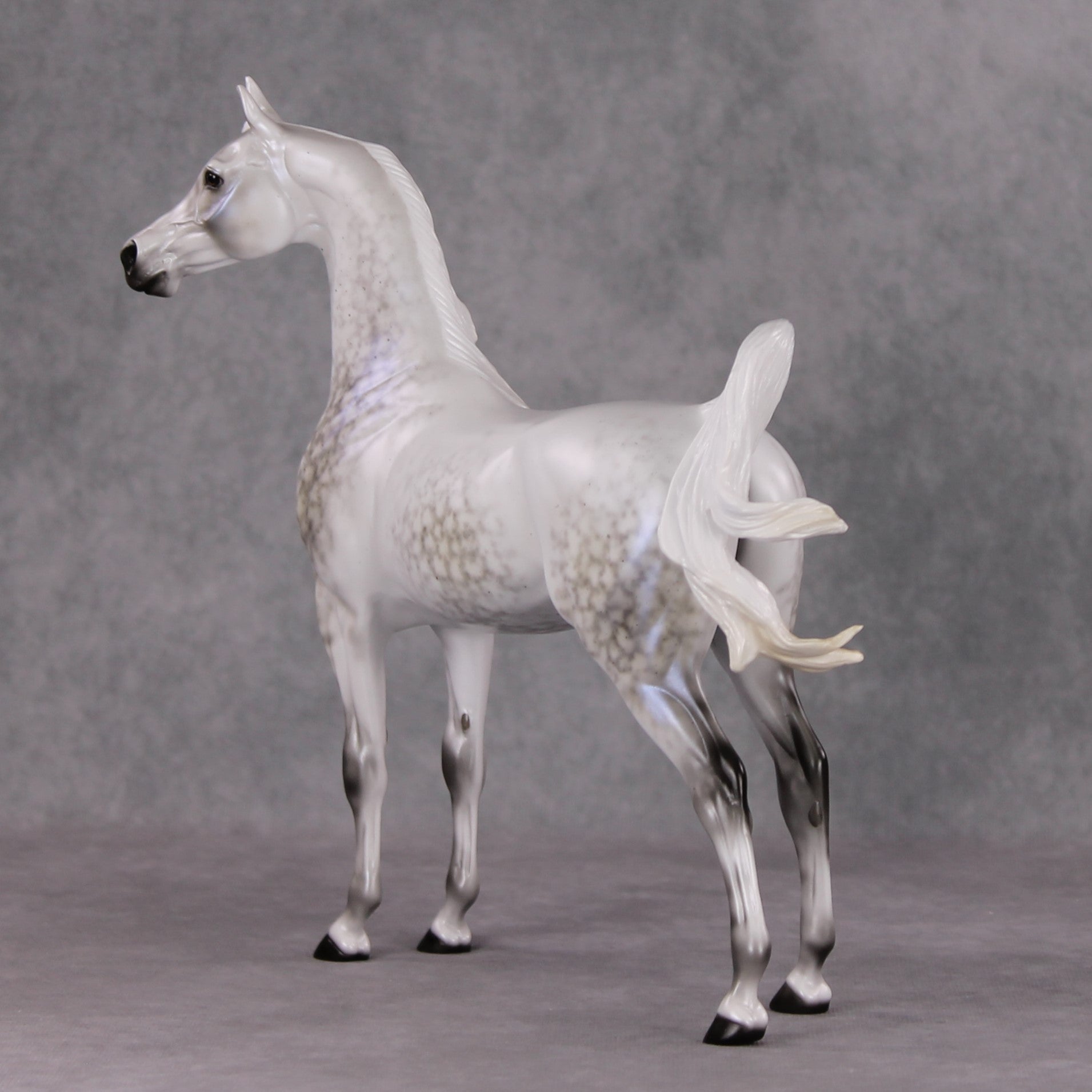 Watchful Winter OOAK Light Dapple Pearl Grey W/ Interference Arabian By Ellen Robbins HS24 MHP Auction Piece