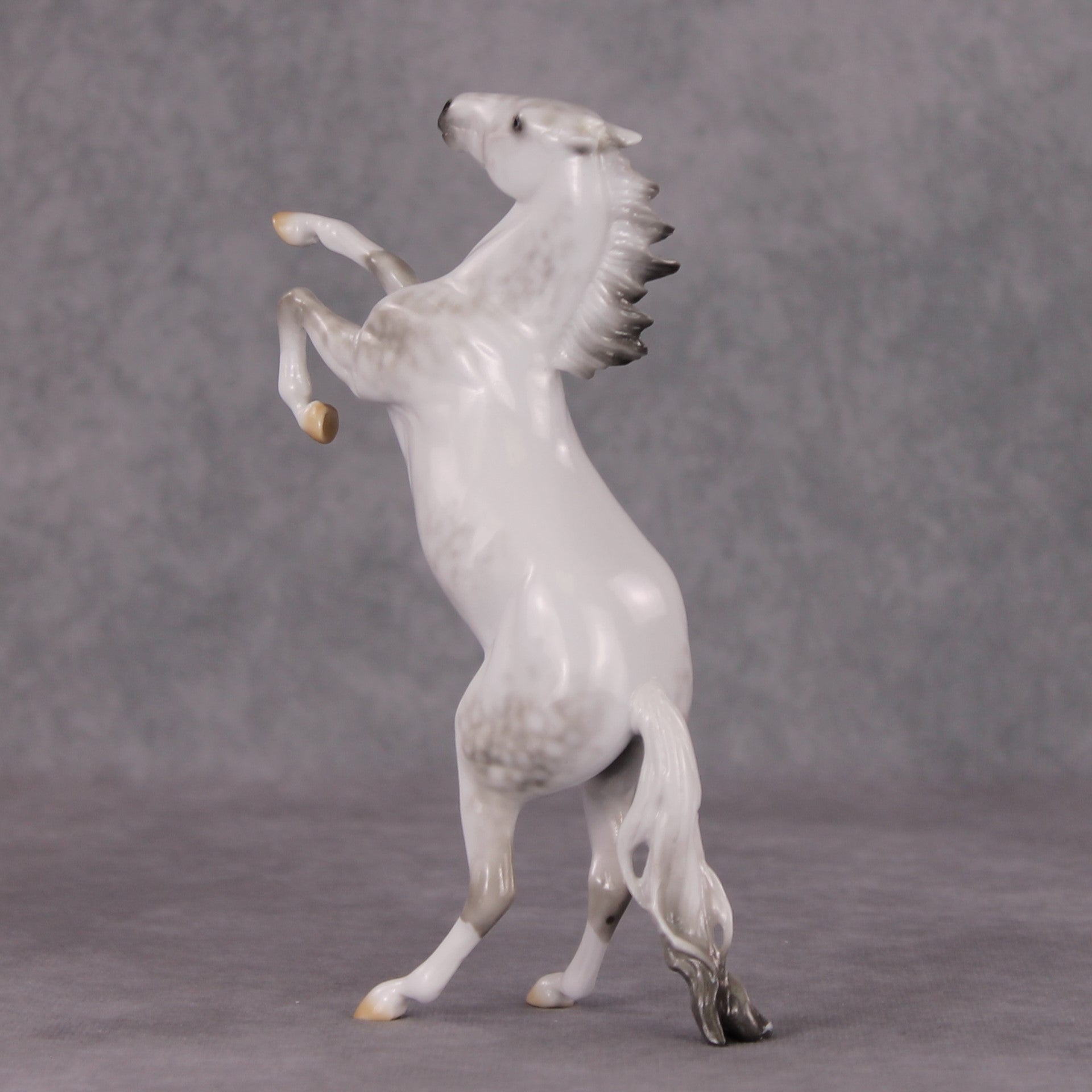 Sparkling Crystal OOAK Glossy Dapple Grey Rearing Pebble By Ellen Robbins HS24