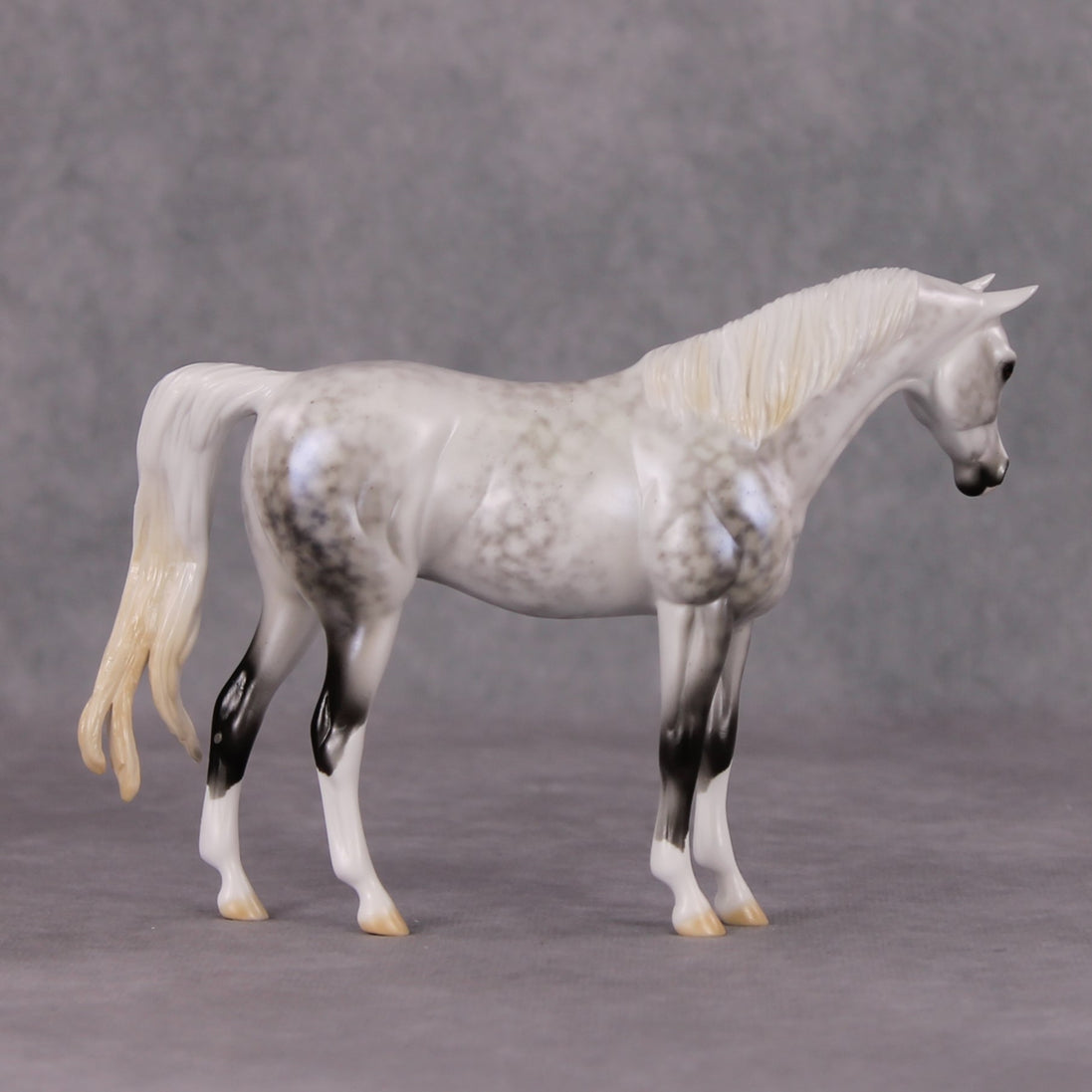 Serene Snowfall OOAK Light Dapple Pearl Grey W/ Blue Interference Custom Arabian Pebble By Ellen Robbins HS24