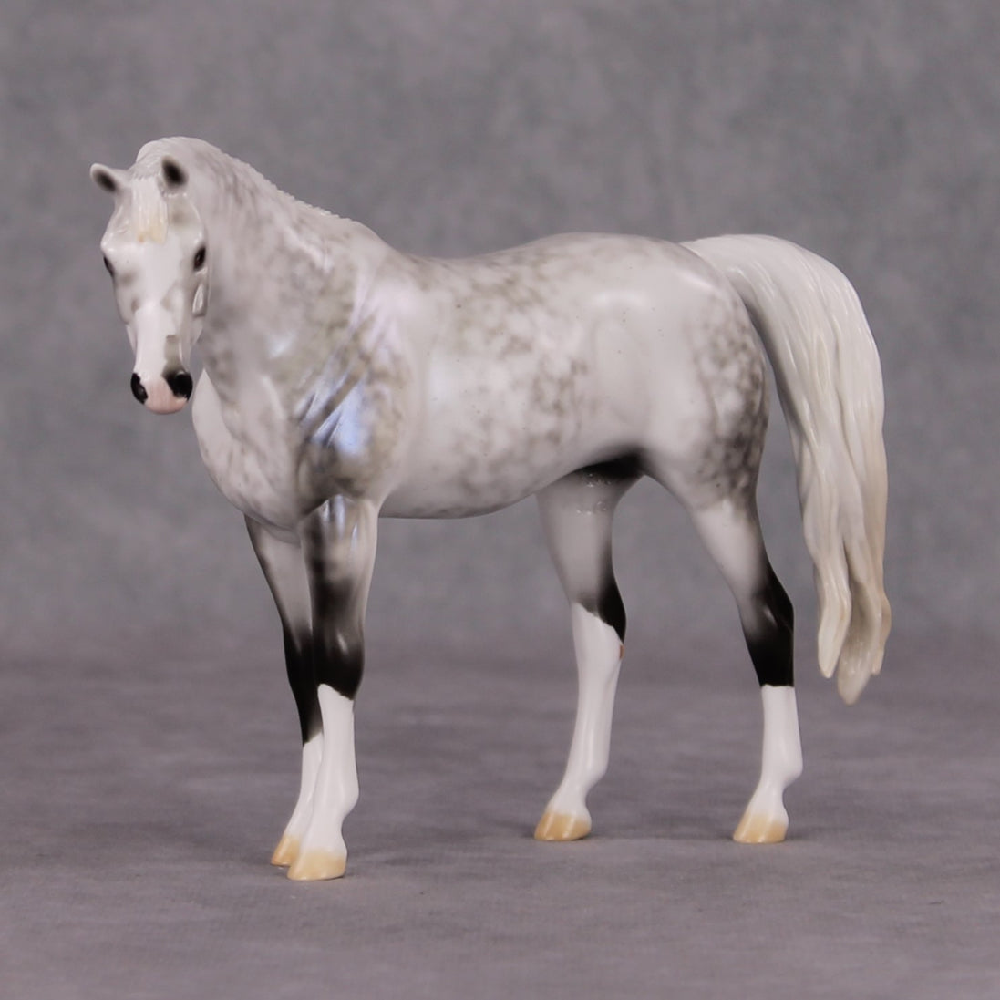 Serene Snowfall OOAK Light Dapple Pearl Grey W/ Blue Interference Custom Arabian Pebble By Ellen Robbins HS24