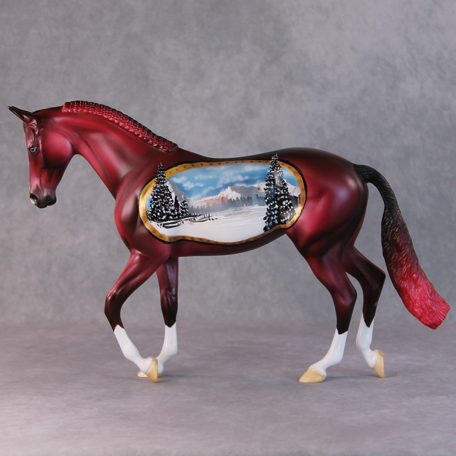 Noel OOAK Winter Scene Deco Thoroughbred By Dawn Quick HS24