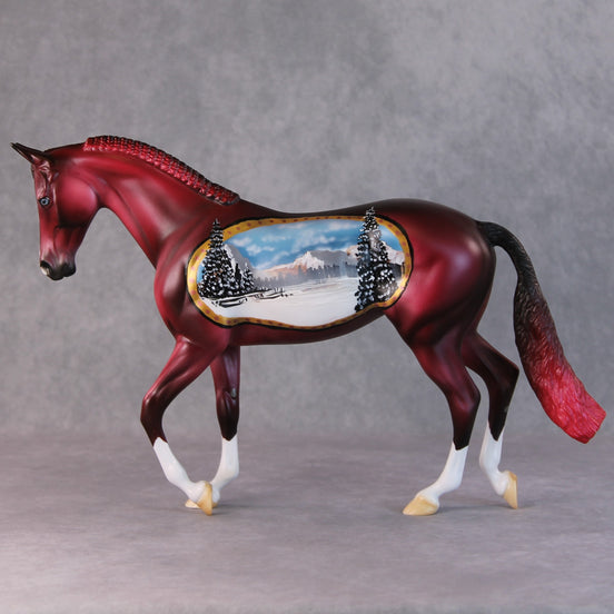 Noel OOAK Winter Scene Deco Thoroughbred By Dawn Quick HS24