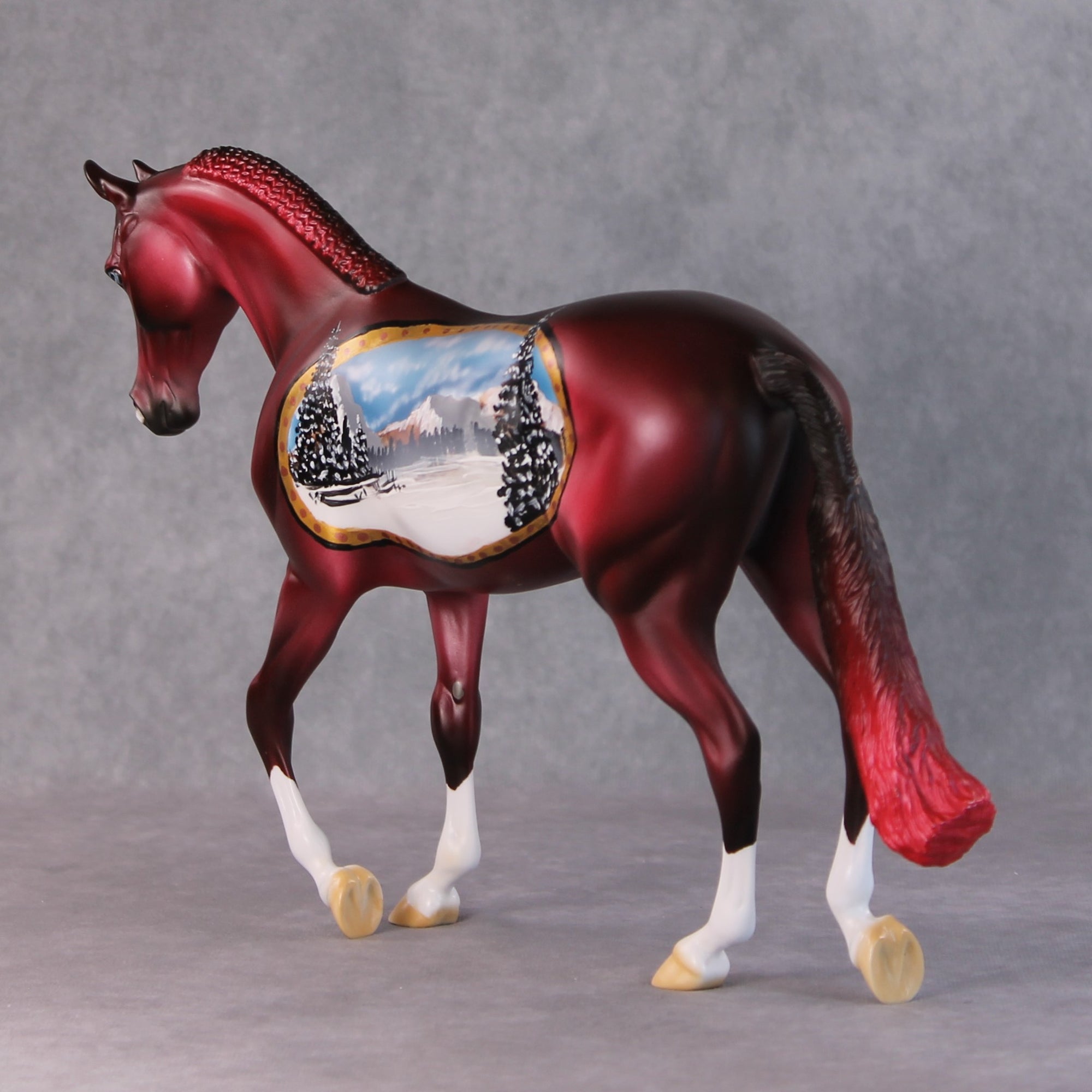 Noel OOAK Winter Scene Deco Thoroughbred By Dawn Quick HS24