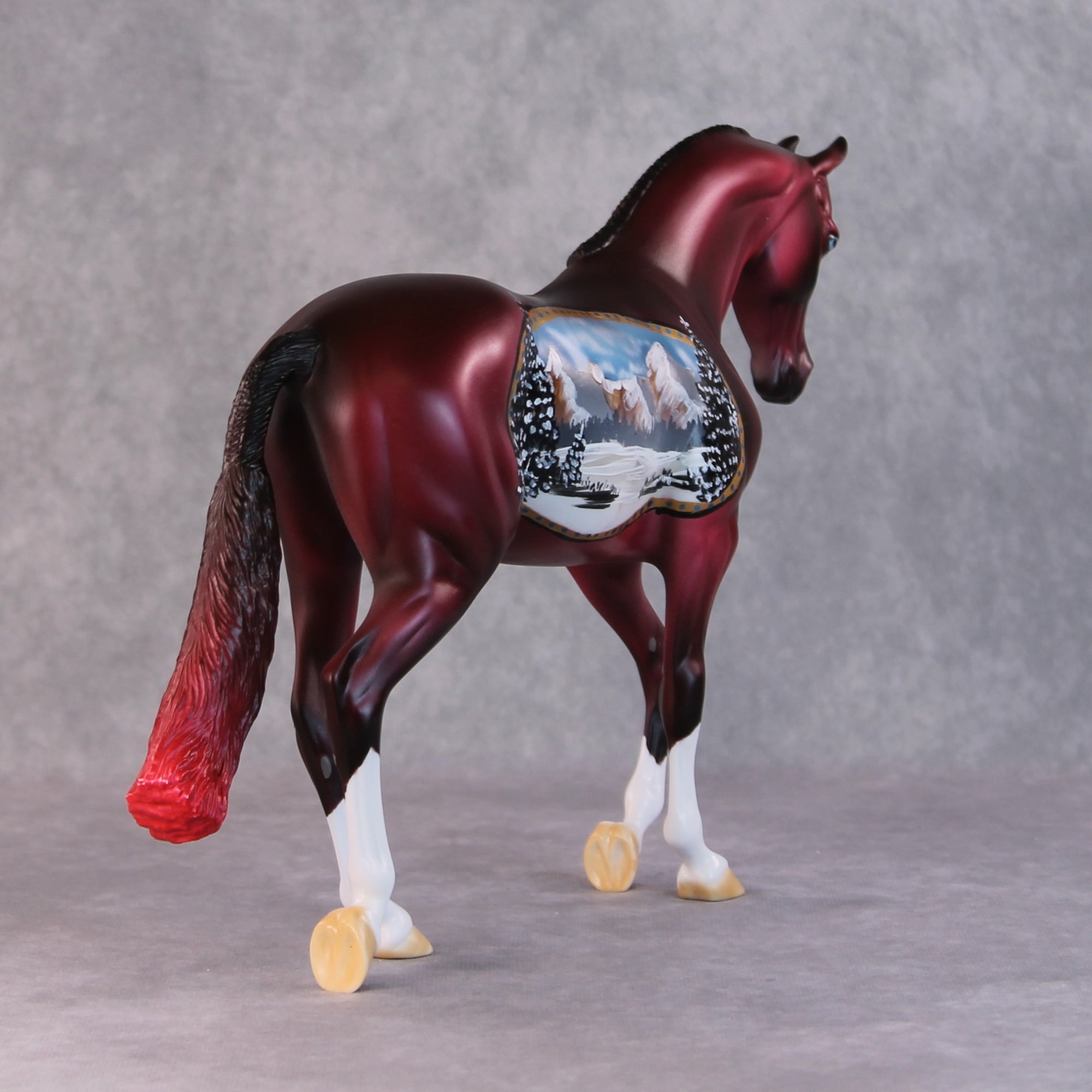 Noel OOAK Winter Scene Deco Thoroughbred By Dawn Quick HS24