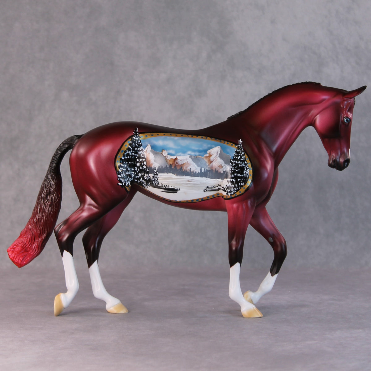 Noel OOAK Winter Scene Deco Thoroughbred By Dawn Quick HS24