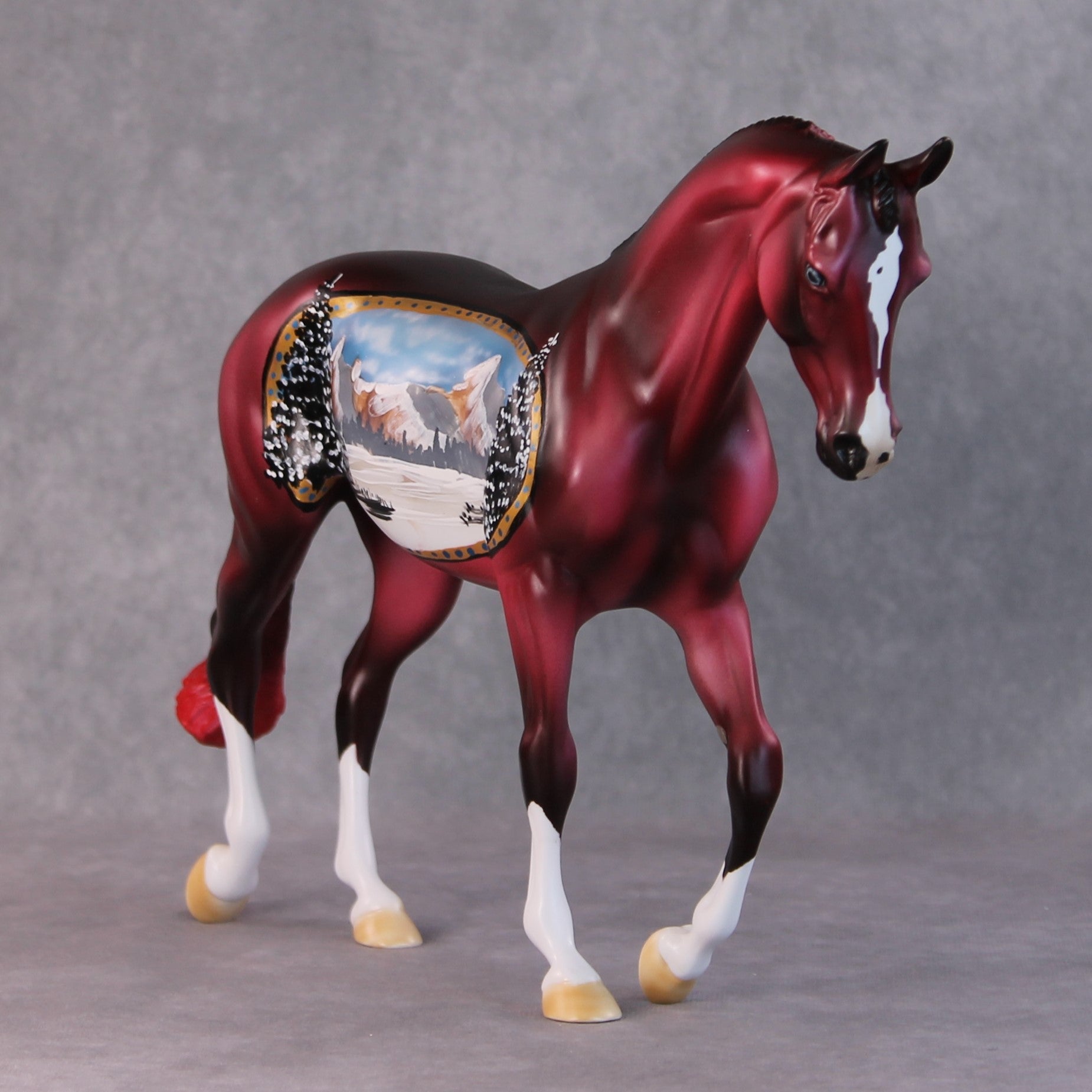 Noel OOAK Winter Scene Deco Thoroughbred By Dawn Quick HS24