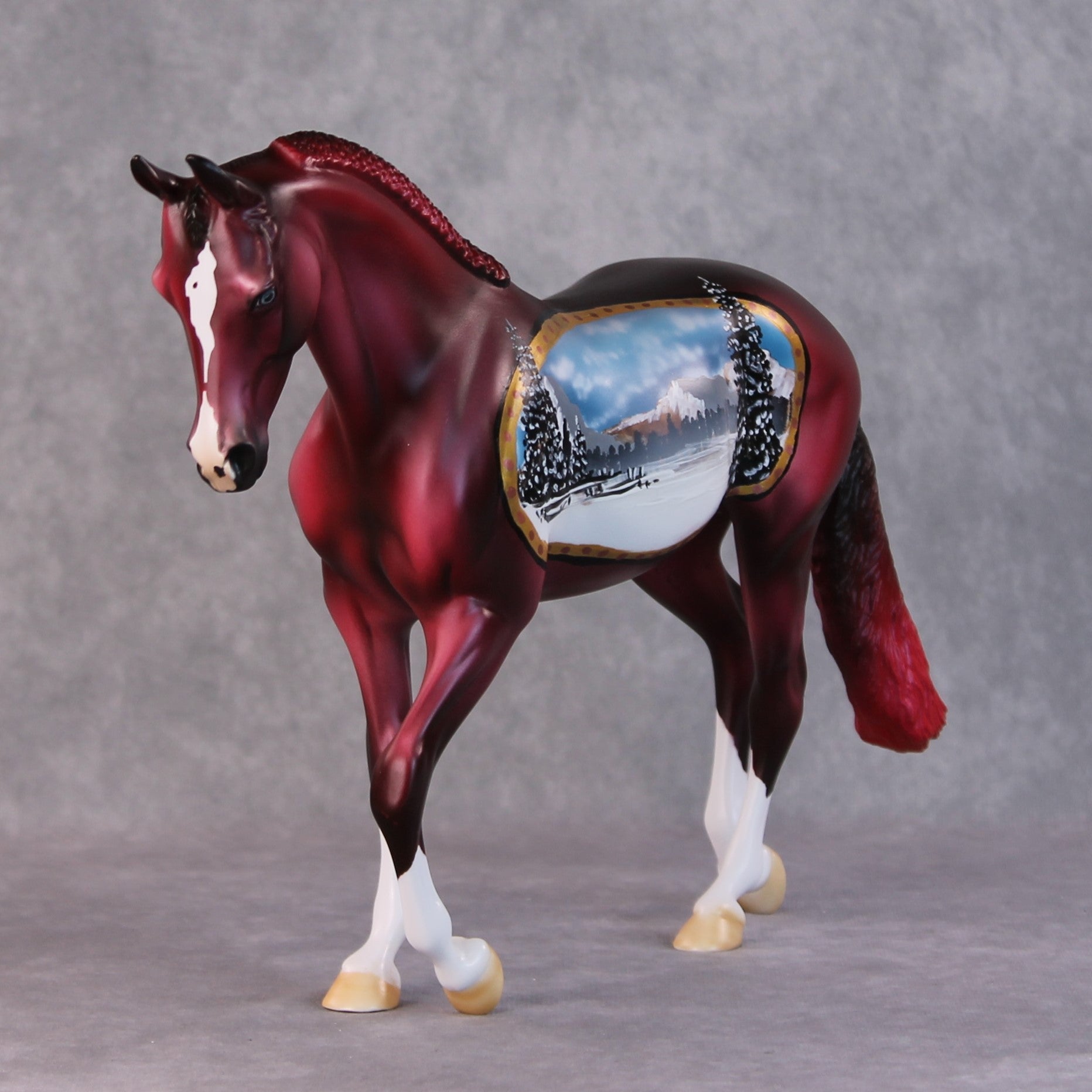 Noel OOAK Winter Scene Deco Thoroughbred By Dawn Quick HS24