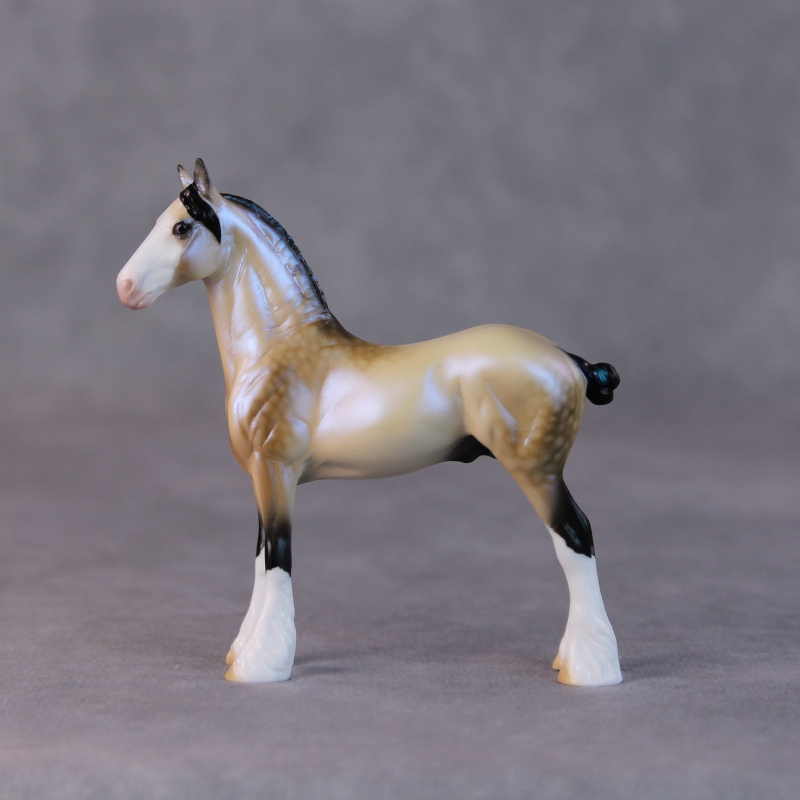 Frosted Ground OOAK Dappled Dun W/ Blue Interference Draft Chip By Ellen Robbins HS24 MHP Auction Piece