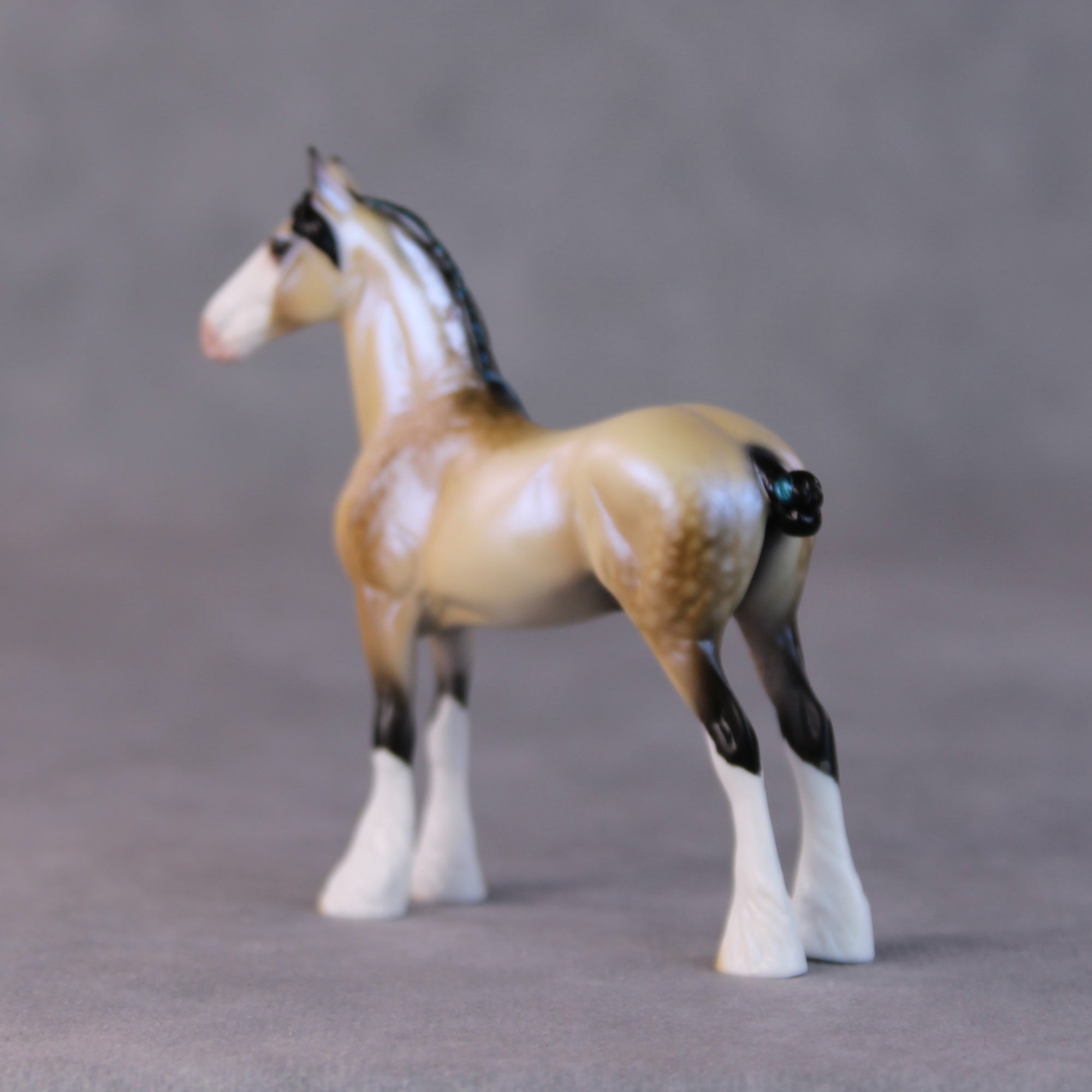 Frosted Ground OOAK Dappled Dun W/ Blue Interference Draft Chip By Ellen Robbins HS24 MHP Auction Piece