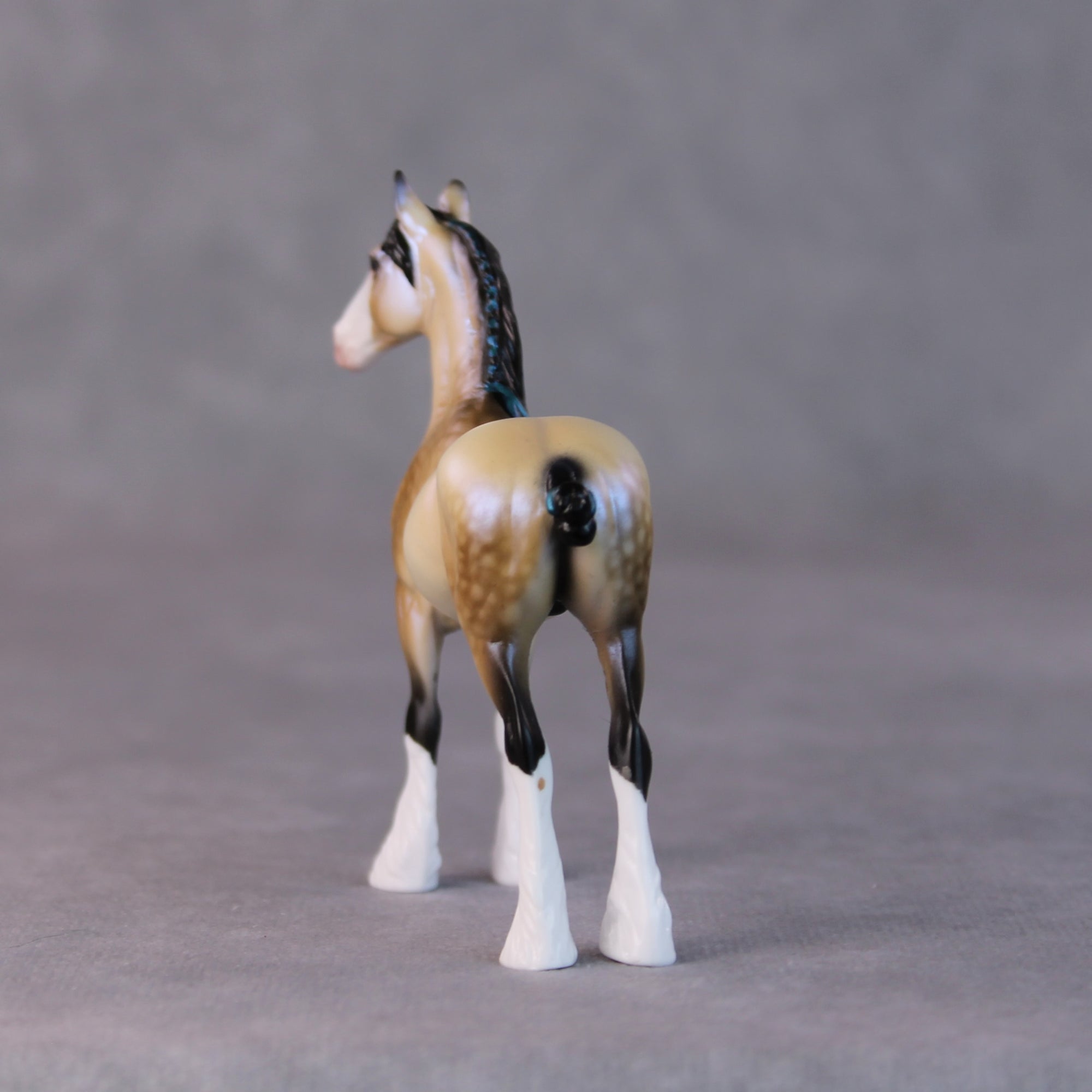 Frosted Ground OOAK Dappled Dun W/ Blue Interference Draft Chip By Ellen Robbins HS24 MHP Auction Piece