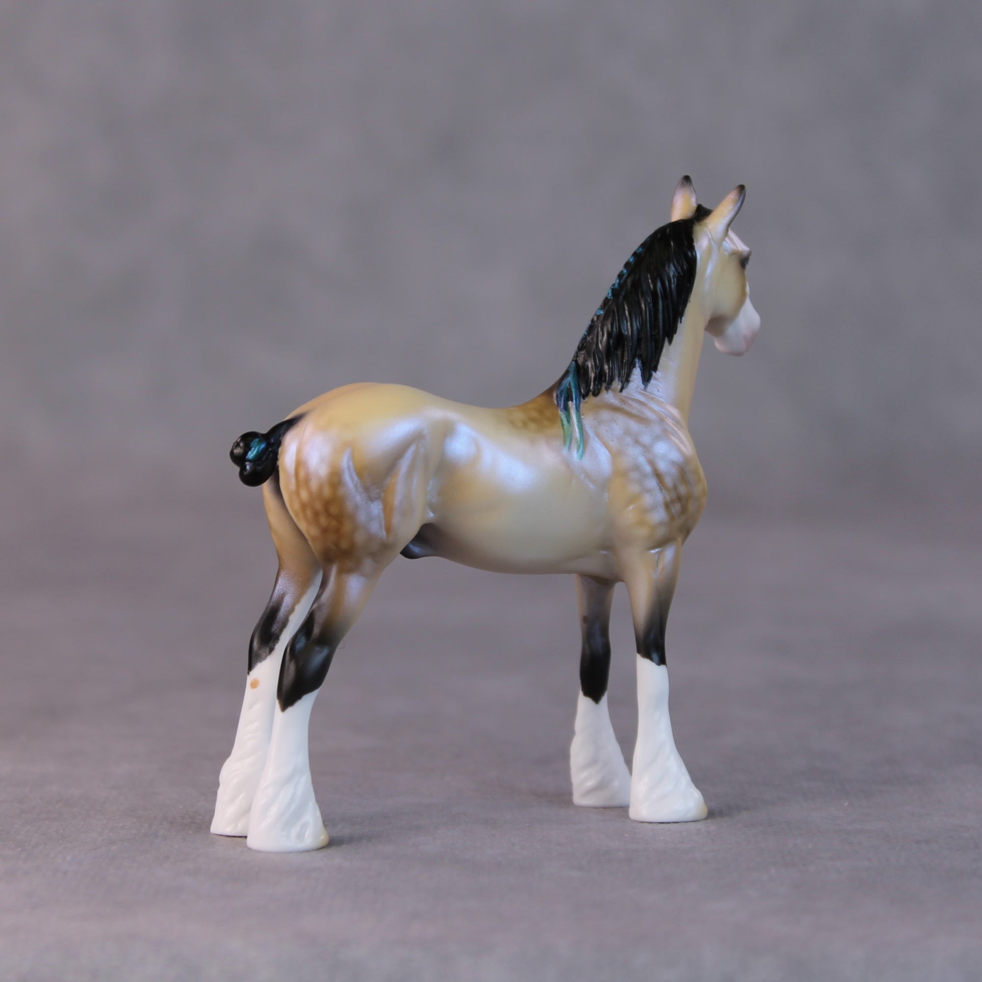 Frosted Ground OOAK Dappled Dun W/ Blue Interference Draft Chip By Ellen Robbins HS24 MHP Auction Piece