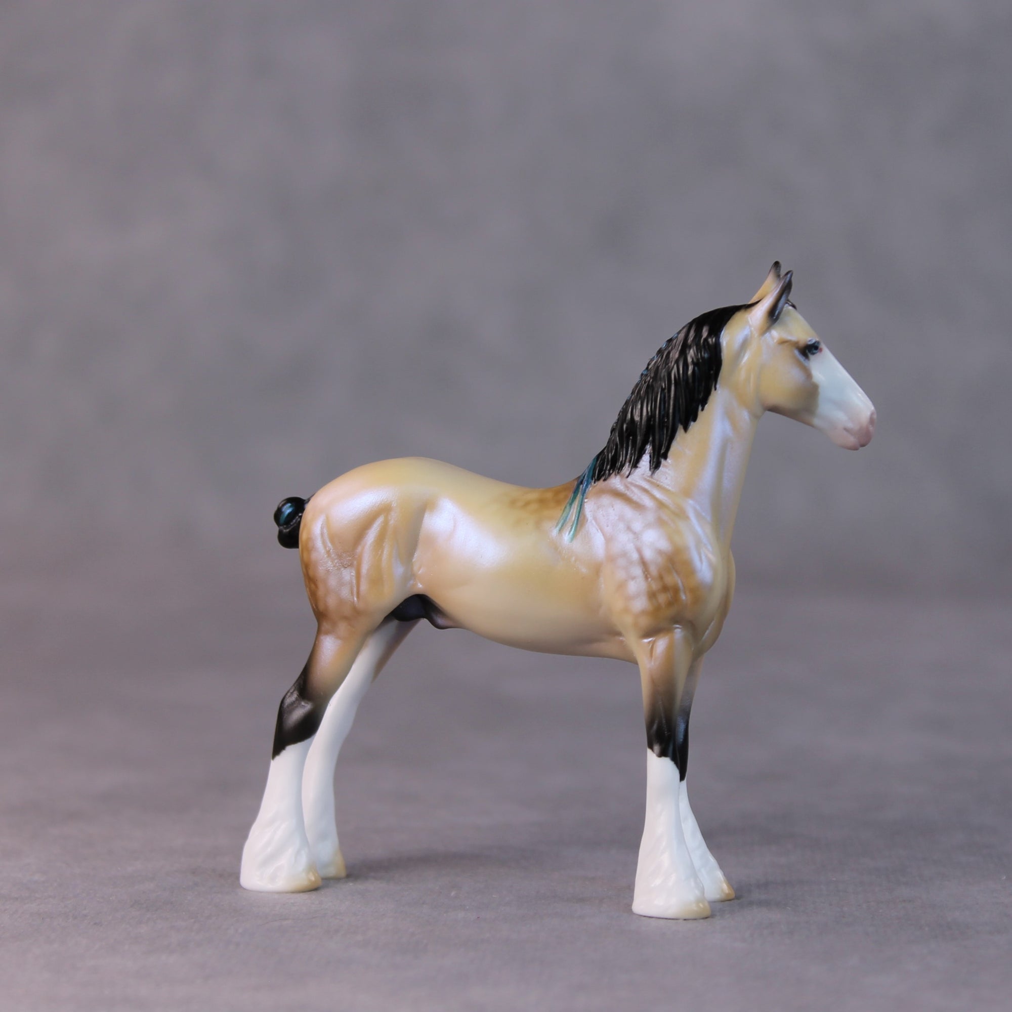 Frosted Ground OOAK Dappled Dun W/ Blue Interference Draft Chip By Ellen Robbins HS24 MHP Auction Piece