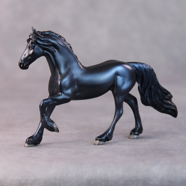 Asta OOAK Black/Blue Deco Friesian Chip by Jamie Adamson HS24