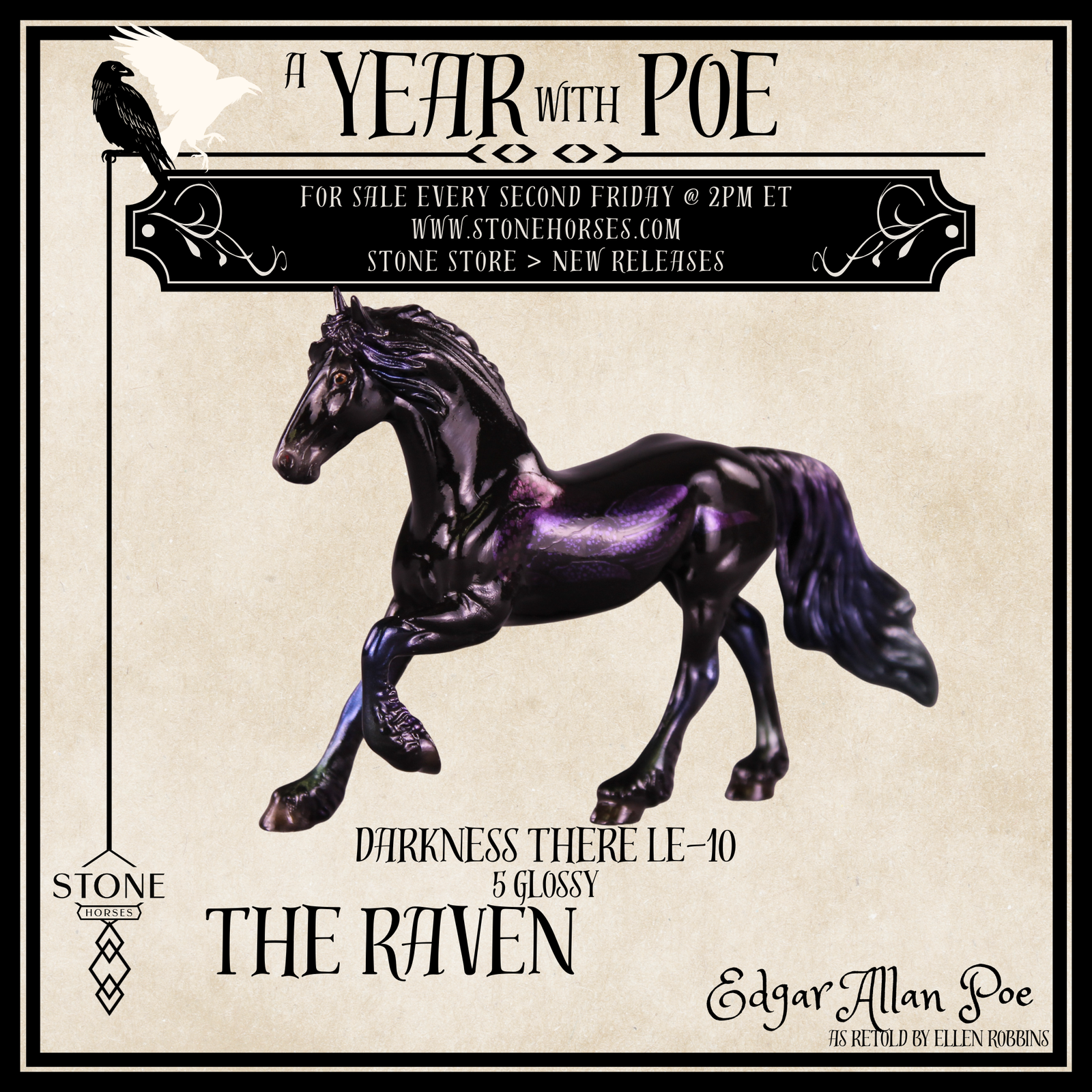 Glossy Darkness There LE-5 FCM Chip Friesian by Ellen Robbins YP26