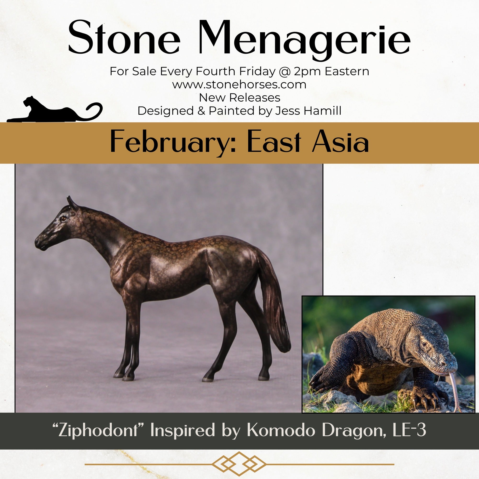 "Ziphodont" LE-3 Komodo Dragon Inspired Deco Thoroughbred Chip By Jess Hamill - 2025 The Menagerie Series MS25