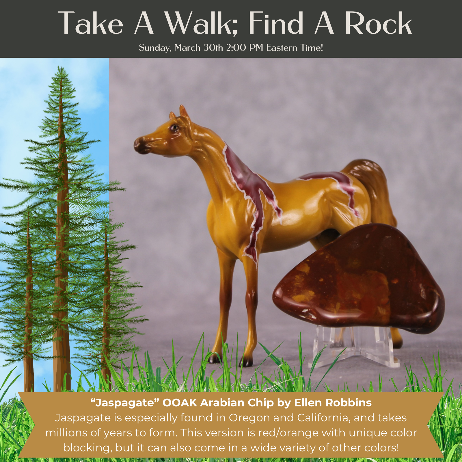 “National Take A Walk in a Park Day” Rock Chips: OOAK Arabian Chip based on Jaspargate by Ellen Robbins