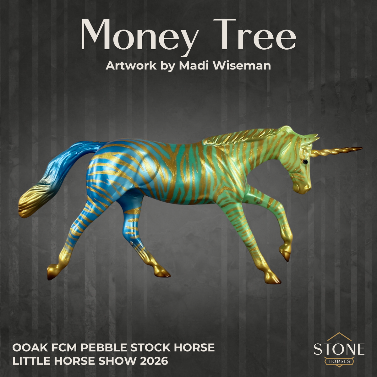 Money Tree OOAK FCM Pebble Stock Horse by Madi Wiseman LHS26