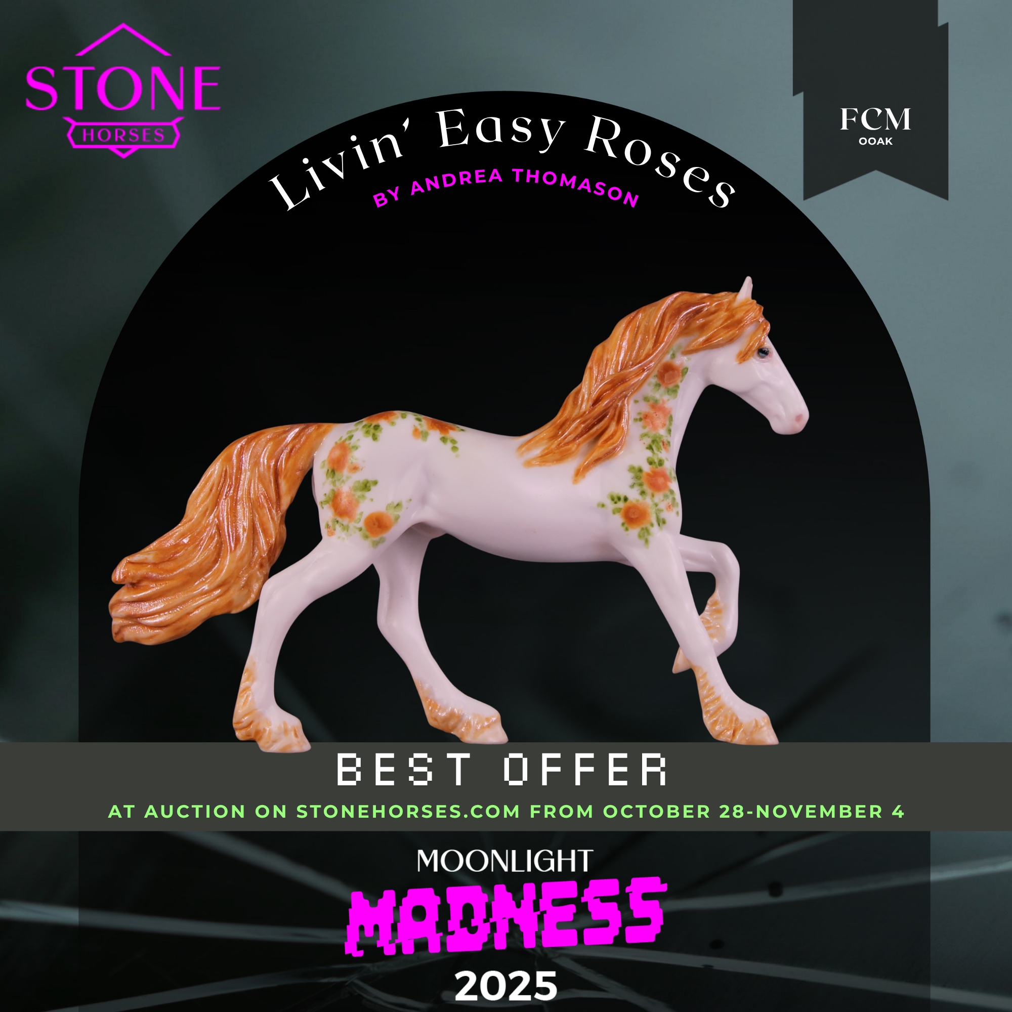 Livin' Easy Roses OOAK FCM Chip Friesian by Andrea Thomason MM25