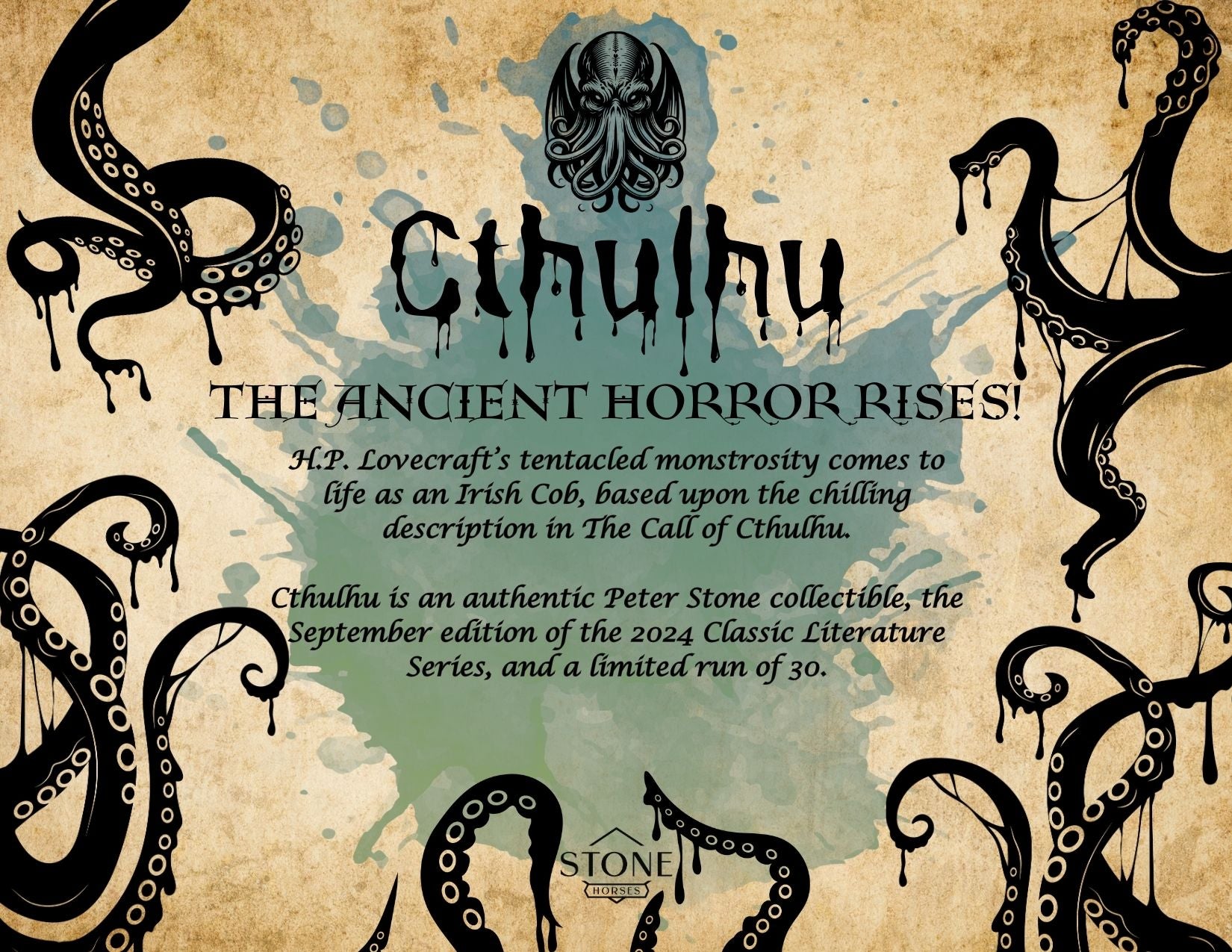 Cthulhu LE-30 Grulla Tobiano Irish Cob Painted By Jess Hamill  Classic Lit Series - Pre Order - CL24