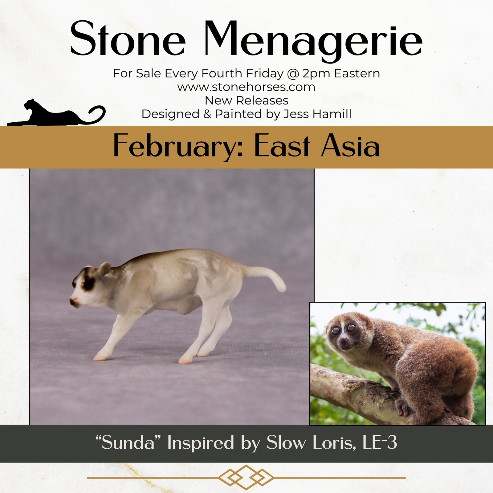 "Sunda" LE-3 Slow Loris Inspired Deco Calf Chip By Jess Hamill - 2025 The Menagerie Series MS25