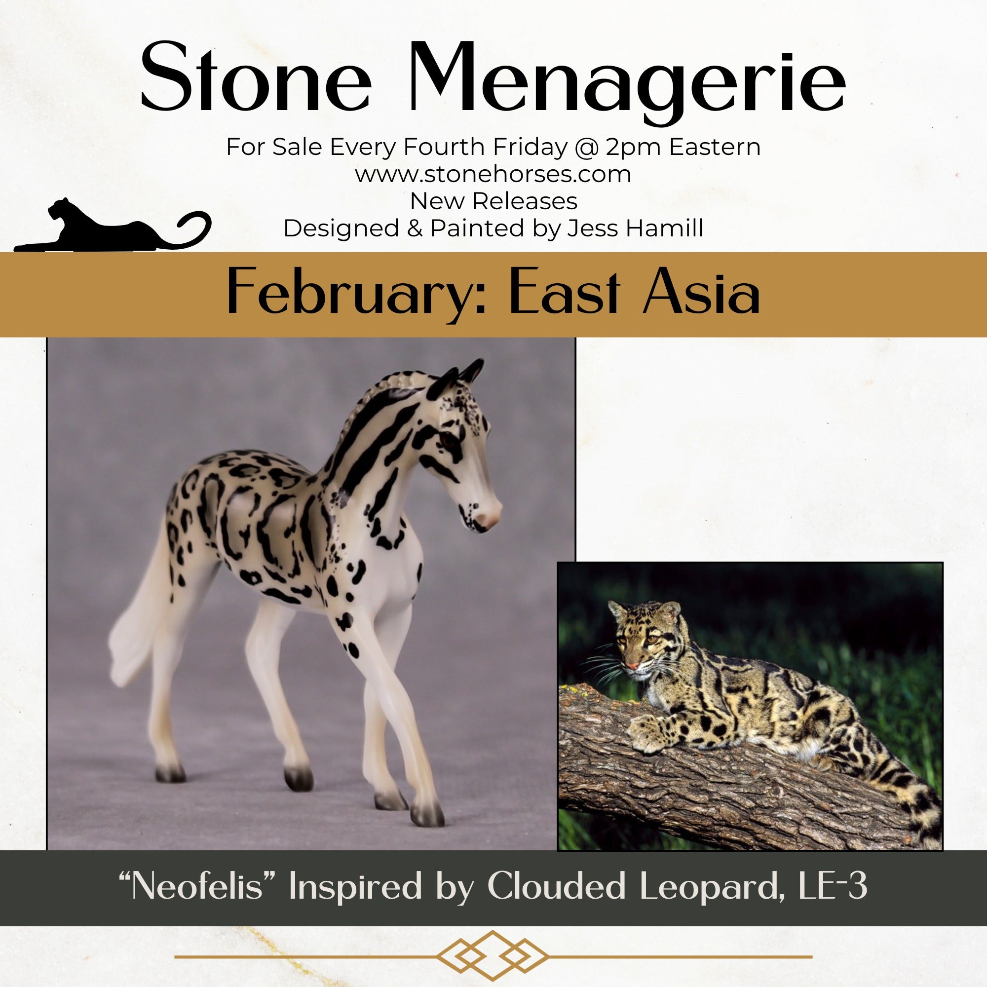 "Neofelis" LE-3 Clouded Leopard Inspired Deco Warmblood Chip By Jess Hamill - 2025 The Menagerie Series MS25