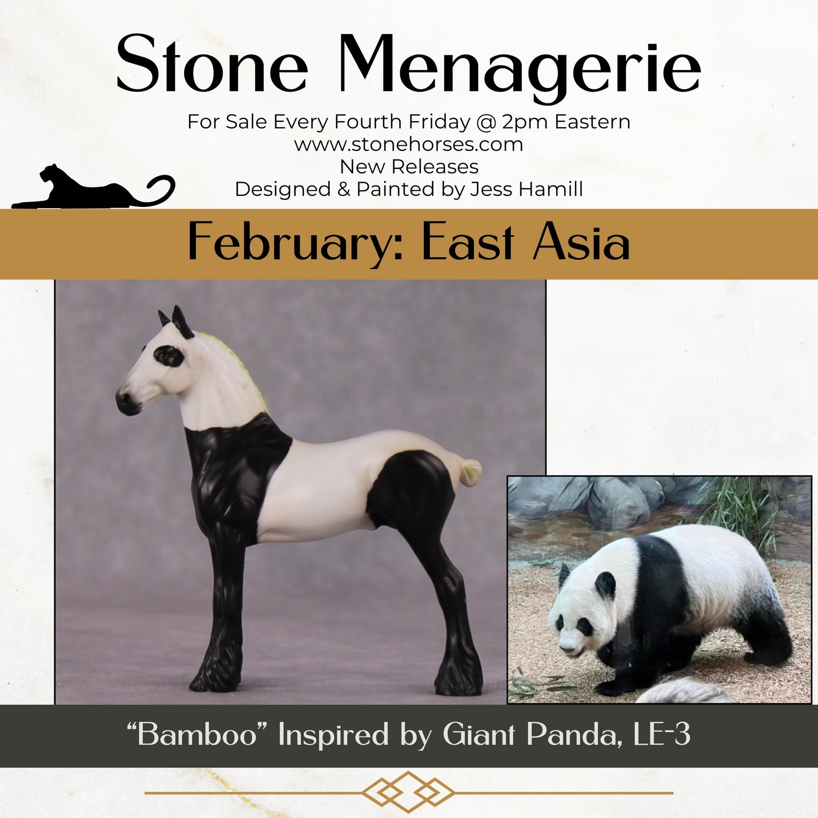 "Bamboo" LE-3 Giant Panda Inspired Draft Pony Chip By Jess Hamill - 2025 The Menagerie Series MS25