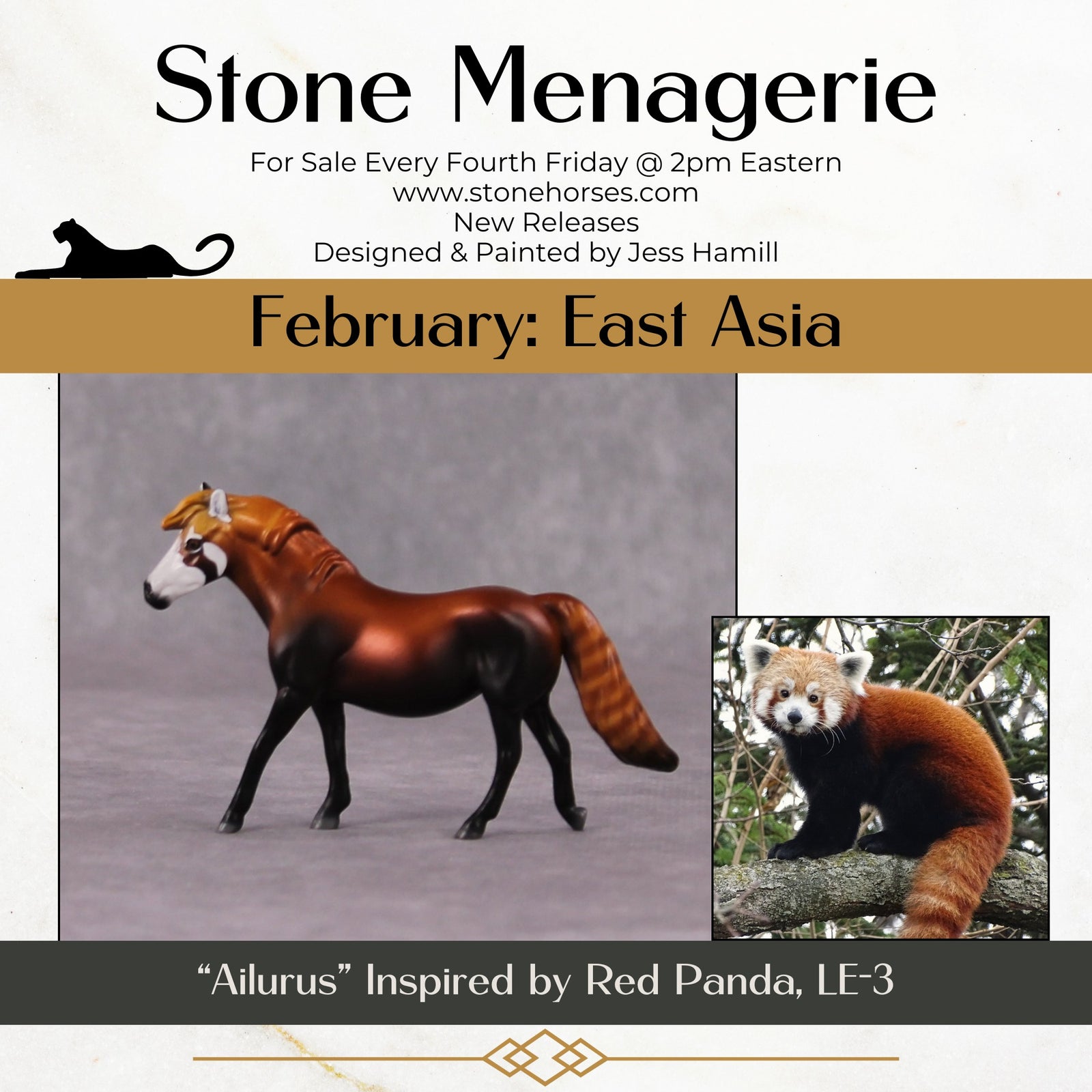 "Ailurus" LE-3 Red Panda Inspired Deco Pony Chip By Jess Hamill - 2025 The Menagerie Series MS25