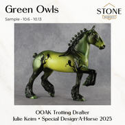 SAMPLE Green Owls Trotting Drafter by Julie Keim SS1026
