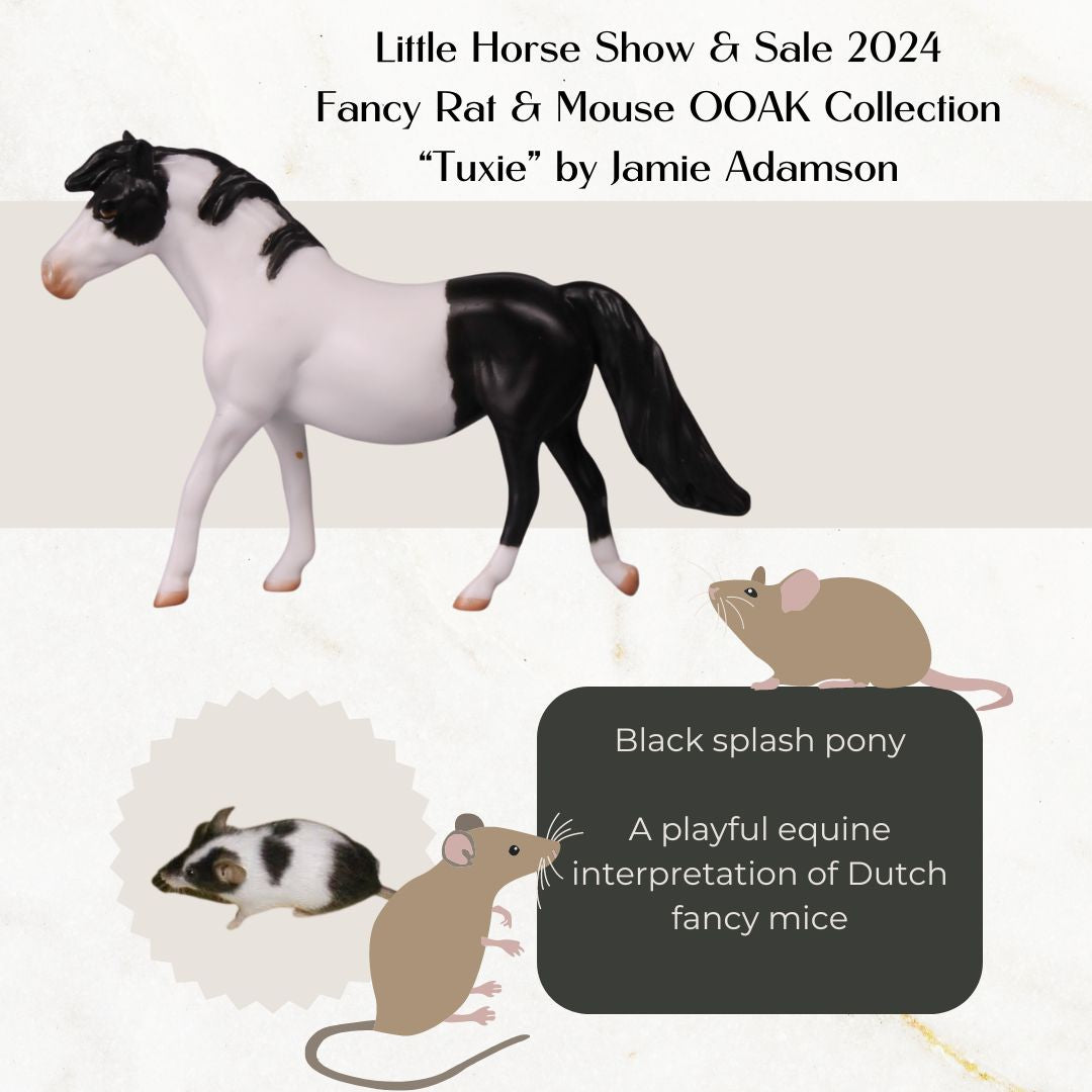 Tuxie Limited Edition Rat Inspired Series of 15 OOAK Black Splash Pony Chip By Jamie Adamson LHS24