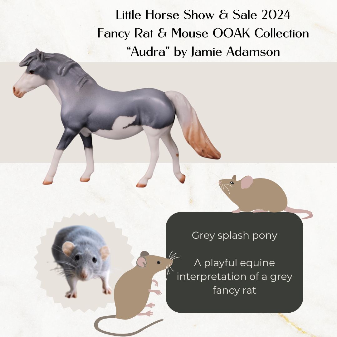 Audra Limited Edition Rat Inspired Series of 15 OOAK Grey Splash Pony Chip By Jamie Adamson LHS24