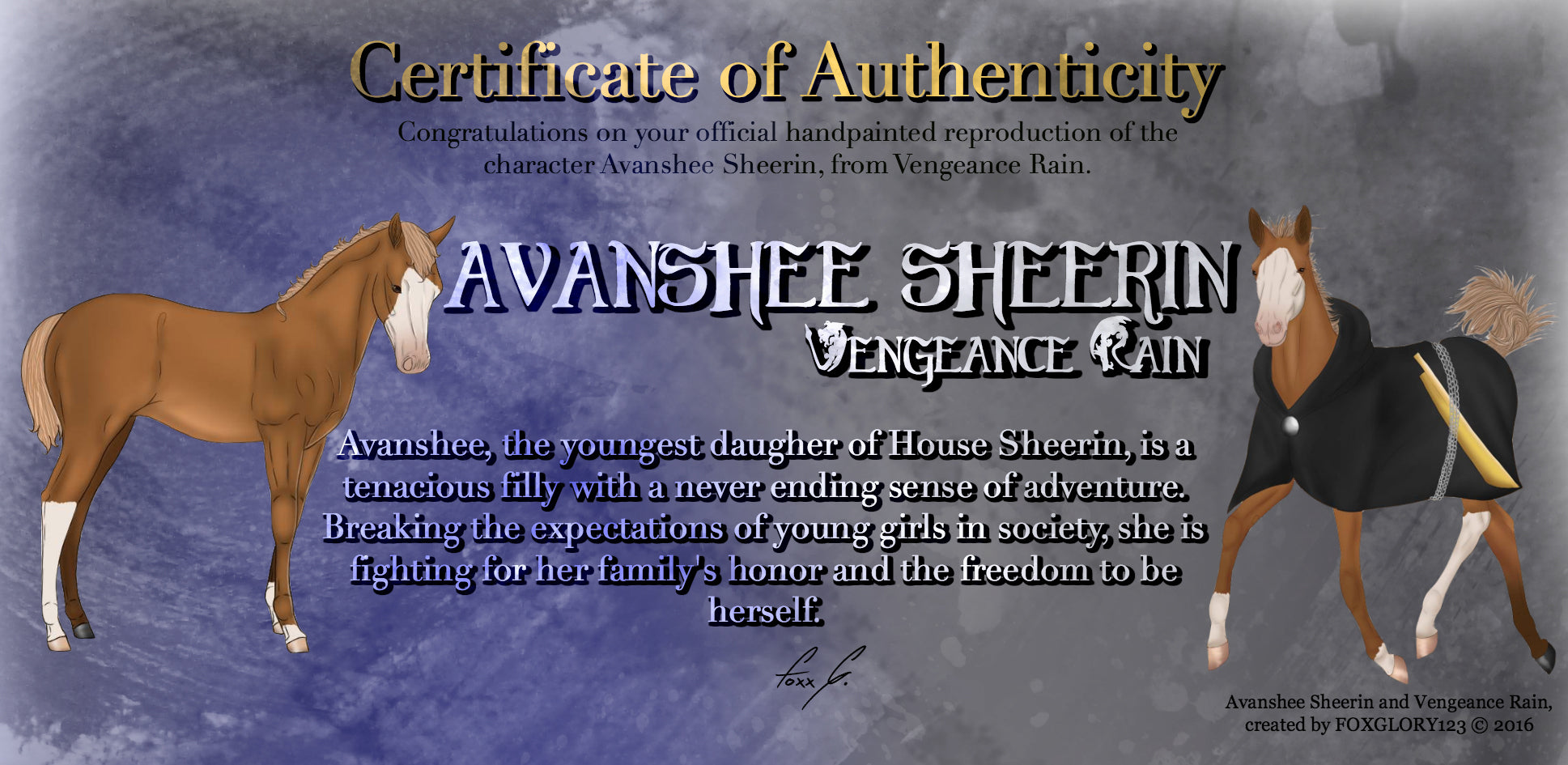 AVANSHEE SHEERIN -  LIGHT CHESTNUT WEANLING MODEL HORSE WITH CAPE