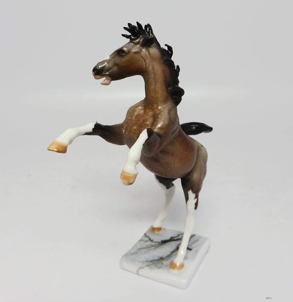 AZTEC RUINS-OOAK BAY APPALOOSA REARING CHIP WITH STAND BY DAWN EQ 2017