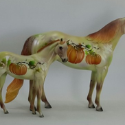 Fall Basket with Pumpkin Horses $20