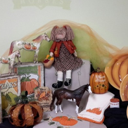Fall Basket with Pumpkin Horses $20