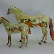 Fall Basket with Pumpkin Horses $20