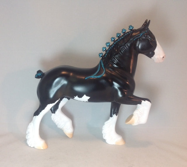 BLACK KNIGHT - Black Trotting Drafter Model Horse 2014