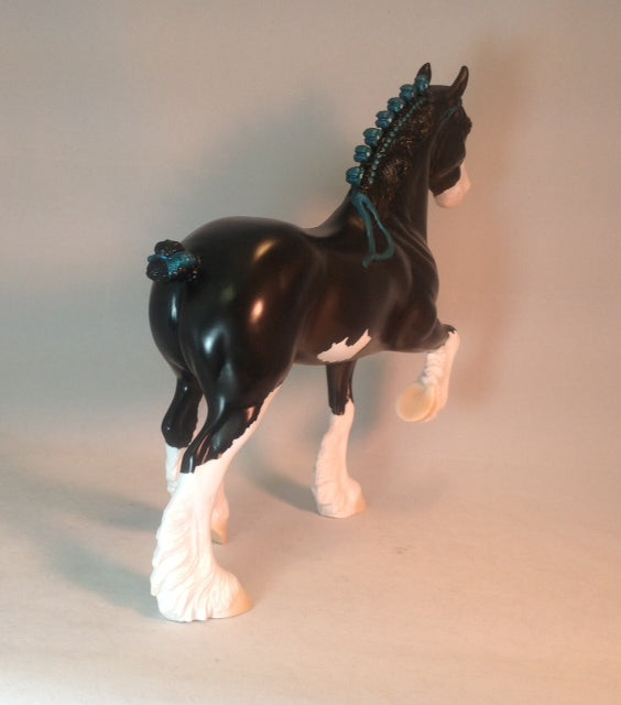 BLACK KNIGHT - Black Trotting Drafter Model Horse 2014
