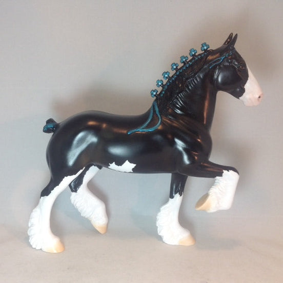 BLACK KNIGHT - Black Trotting Drafter Model Horse 2014